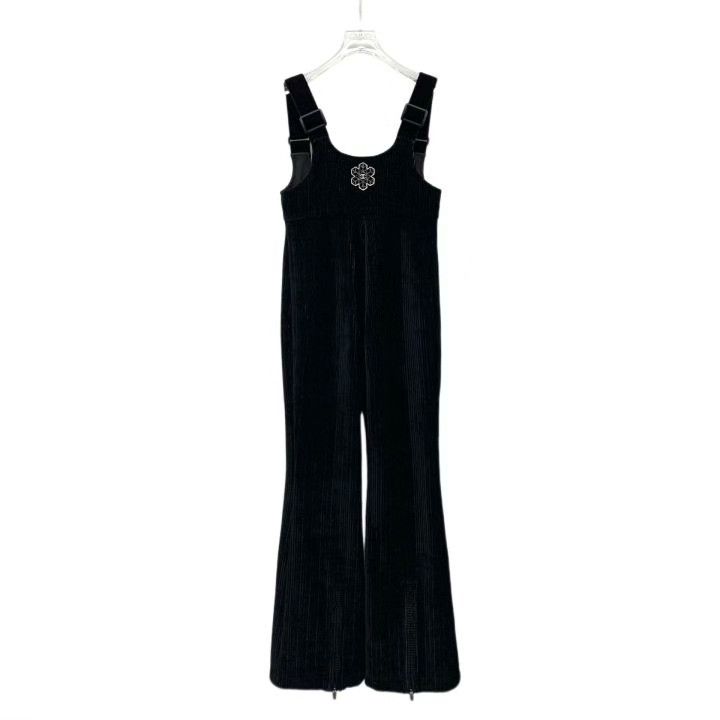 Chanel Chanel Black Logo Velvet Cotton Overalls Size 38" / US 16 / IT 52 - 2 Thumbnail