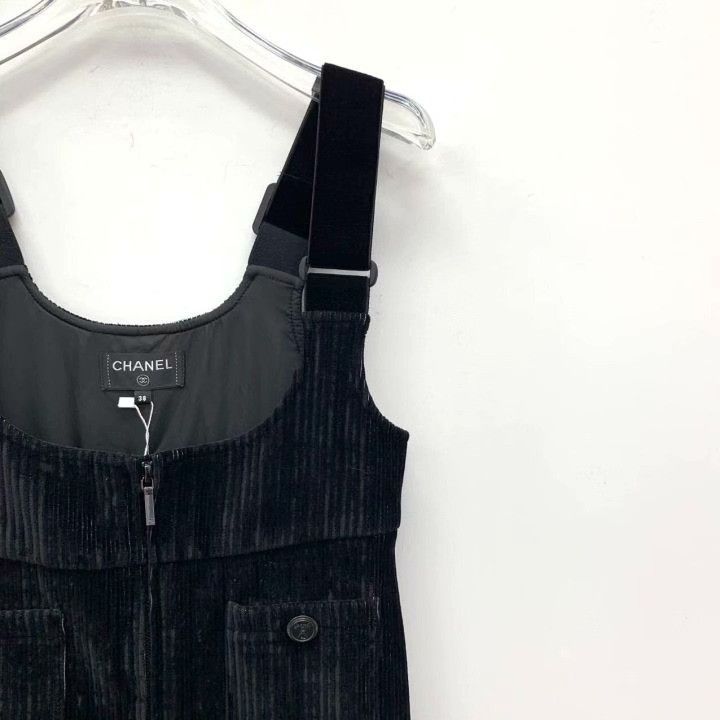 Chanel Chanel Black Logo Velvet Cotton Overalls Size 38" / US 16 / IT 52 - 3 Thumbnail