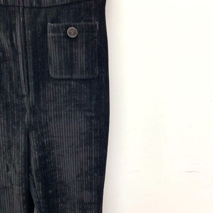 Chanel Chanel Black Logo Velvet Cotton Overalls Size 38" / US 16 / IT 52 - 4 Thumbnail