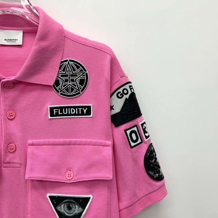 Burberry Burberry Pink Cotton Short-Sleeve Polo Shirt Size XS / US 0-2 / IT 36-38 - 3 Thumbnail