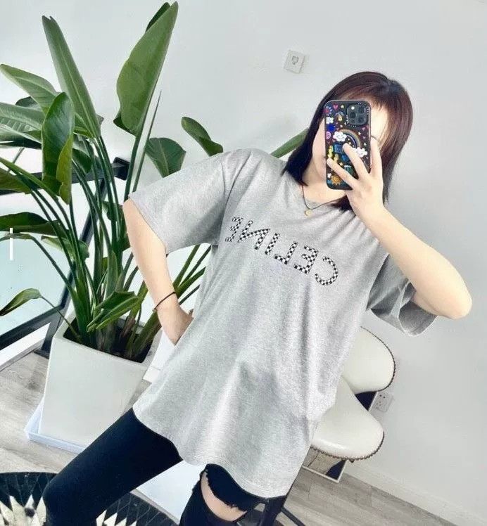 Celine Celine Gray Logo Beaded Cotton Crewneck T-shirt Size S / US 4 / IT 40 - 8 Thumbnail