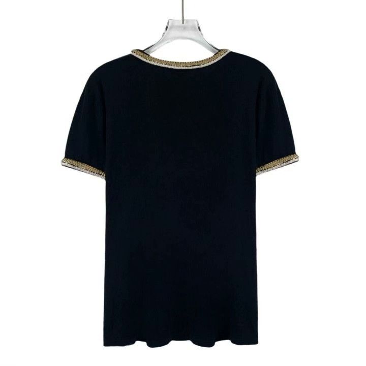 Chanel Chanel Black Trim Woven Cotton T-Shirt Size S / US 4 / IT 40 - 2 Thumbnail