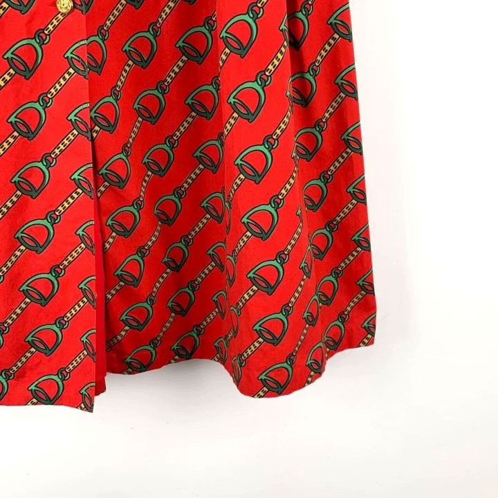 Gucci Gucci Red Lock Buckle Print Cotton Midi Skirt Size 42" / US 20 - 4 Thumbnail