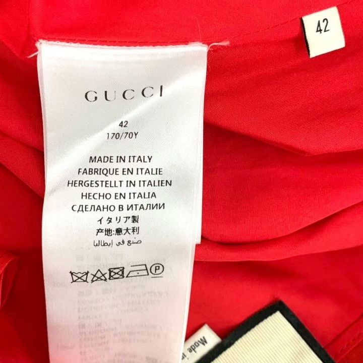 Gucci Gucci Red Lock Buckle Print Cotton Midi Skirt Size 42" / US 20 - 7 Thumbnail