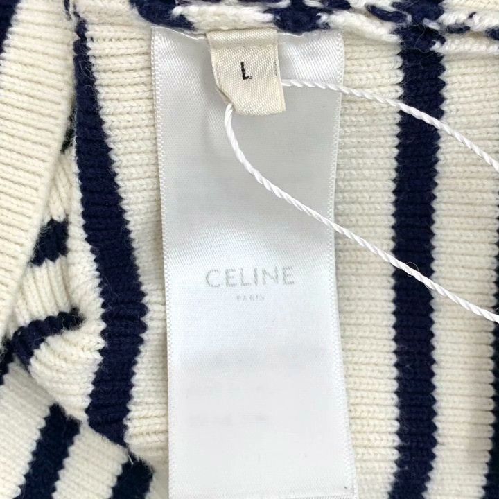 Celine Celine Striped Logo Embroidery Knit Sweater Size L / US 10 / IT 46 - 7 Thumbnail