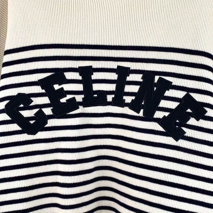 Celine Celine Striped Logo Embroidery Knit Sweater Size L / US 10 / IT 46 - 4 Thumbnail