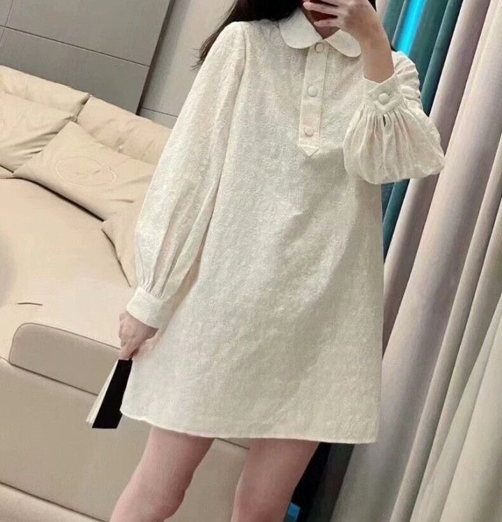Gucci Gucci Logo Embroidered Cotton Doll Collar Shirt Dress Size XS / US 0-2 / IT 36-38 - 7 Thumbnail