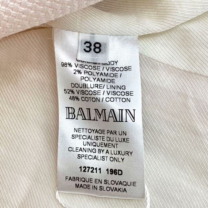 Balmain Balmain Light Pink Cotton Double-Breasted Blazer Size S / US 4 / IT 40 - 7 Thumbnail