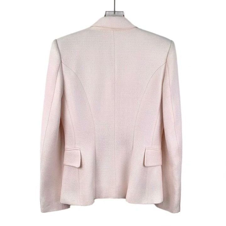 Balmain Balmain Light Pink Cotton Double-Breasted Blazer Size S / US 4 / IT 40 - 2 Thumbnail