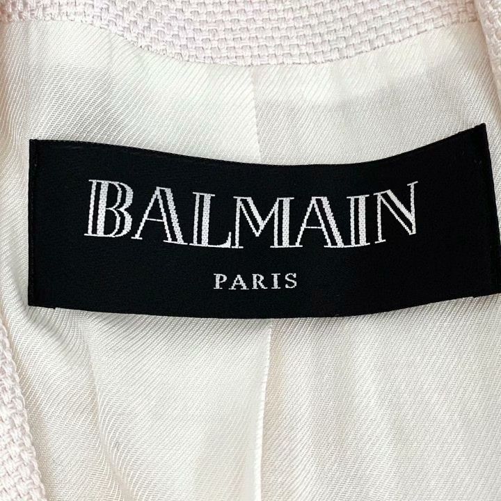 Balmain Balmain Light Pink Cotton Double-Breasted Blazer Size S / US 4 / IT 40 - 6 Thumbnail