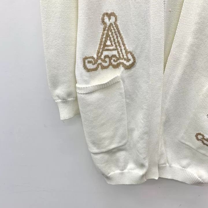 Max Mara Maxmara White Logo Embroidered Cotton Cardigan Size M / US 6-8 / IT 42-44 - 4 Thumbnail