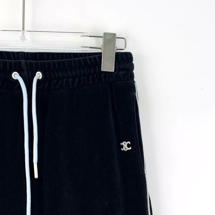 Celine Celine Black Logo Cotton Drawstring Casual Pants Size 34" / US 12 / IT 48 - 3 Thumbnail