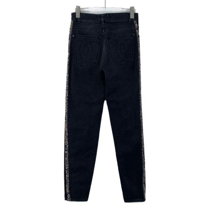 Chanel Chanel Black Tweed Side Denim Pants Size 36" / US 14 / IT 50 - 2 Thumbnail