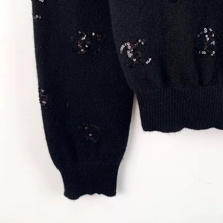 Chanel Chanel Black Floral Print Cashmere Cardigan Size S / US 4 / IT 40 - 5 Thumbnail