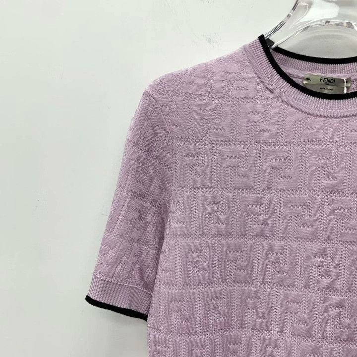 Fendi Fendi Logo Jacquard Crewneck Short-Sleeve Knit Size S / US 4 / IT 40 - 3 Thumbnail