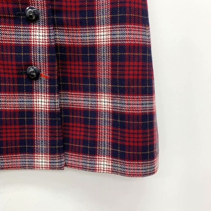 Dior Christian Dior Dark Red Plaid Wool Mini Skirt Size 36" / US 14 / IT 50 - 4 Thumbnail