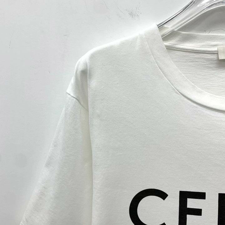 Celine Celine White Letter Print Cotton T-shirt Size M / US 6-8 / IT 42-44 - 3 Thumbnail