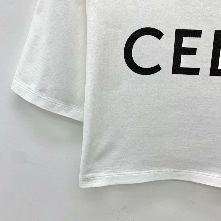 Celine Celine White Letter Print Cotton T-shirt Size M / US 6-8 / IT 42-44 - 4 Thumbnail