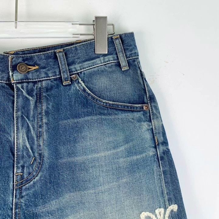 Celine Celine Blue Triomphe Embroidery Denim Shorts Size 27" / US 4 / IT 40 - 3 Thumbnail