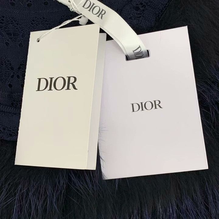 Dior Dior Dark Blue Fox Fur Sleeveless Dress Size L / US 10 / IT 46 - 7 Thumbnail