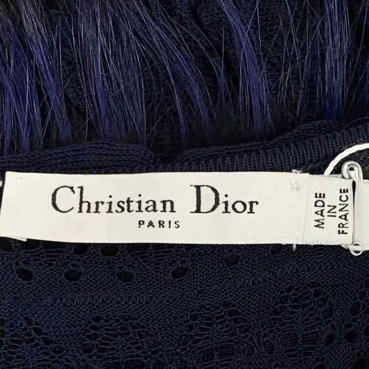 Dior Dior Dark Blue Fox Fur Sleeveless Dress Size L / US 10 / IT 46 - 5 Thumbnail