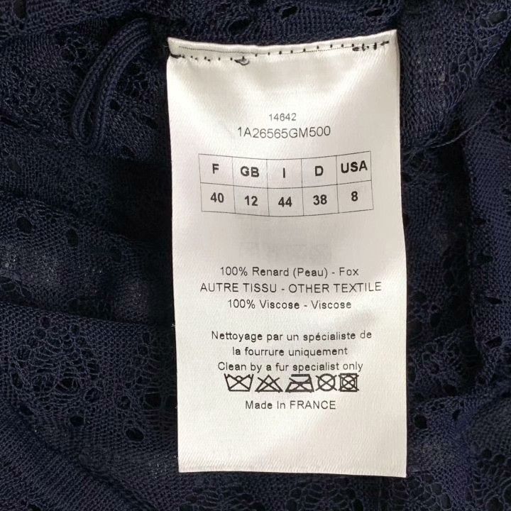 Dior Dior Dark Blue Fox Fur Sleeveless Dress Size L / US 10 / IT 46 - 6 Thumbnail