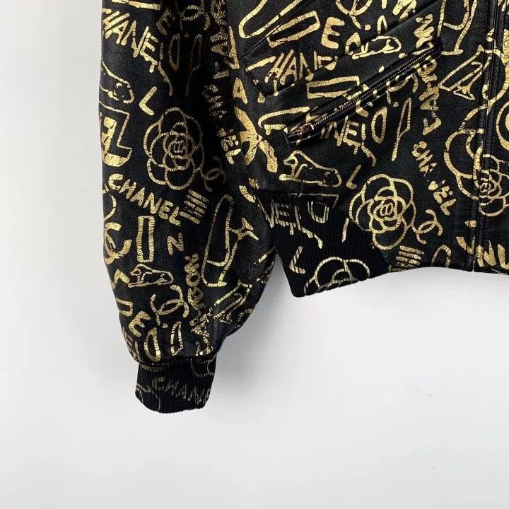 Chanel Chanel Egyptian Series Black Logo Graffiti Leather Jacket Size XS / US 0-2 / IT 36-38 - 4 Thumbnail