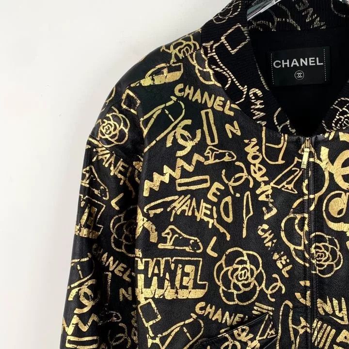 Chanel Chanel Egyptian Series Black Logo Graffiti Leather Jacket Size XS / US 0-2 / IT 36-38 - 3 Thumbnail