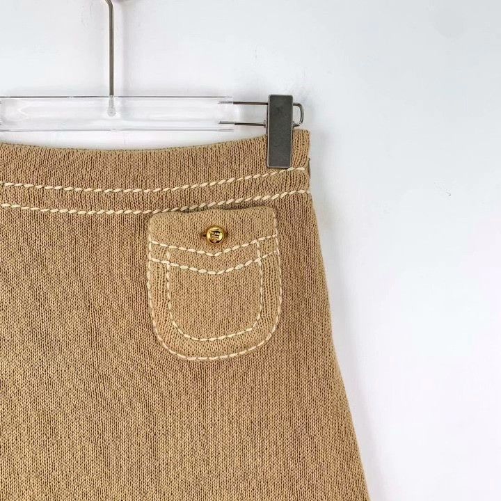 Prada Prada 24 Brown Triangle Logo Cotton Knit Skirt Size 38" / US 16 / IT 52 - 3 Thumbnail