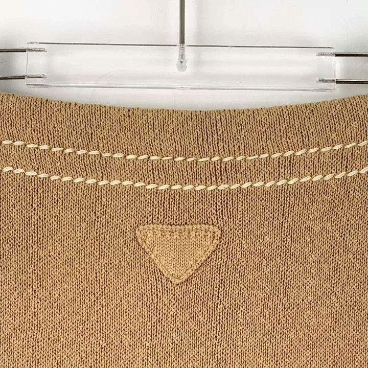 Prada Prada 24 Brown Triangle Logo Cotton Knit Skirt Size 38" / US 16 / IT 52 - 5 Thumbnail