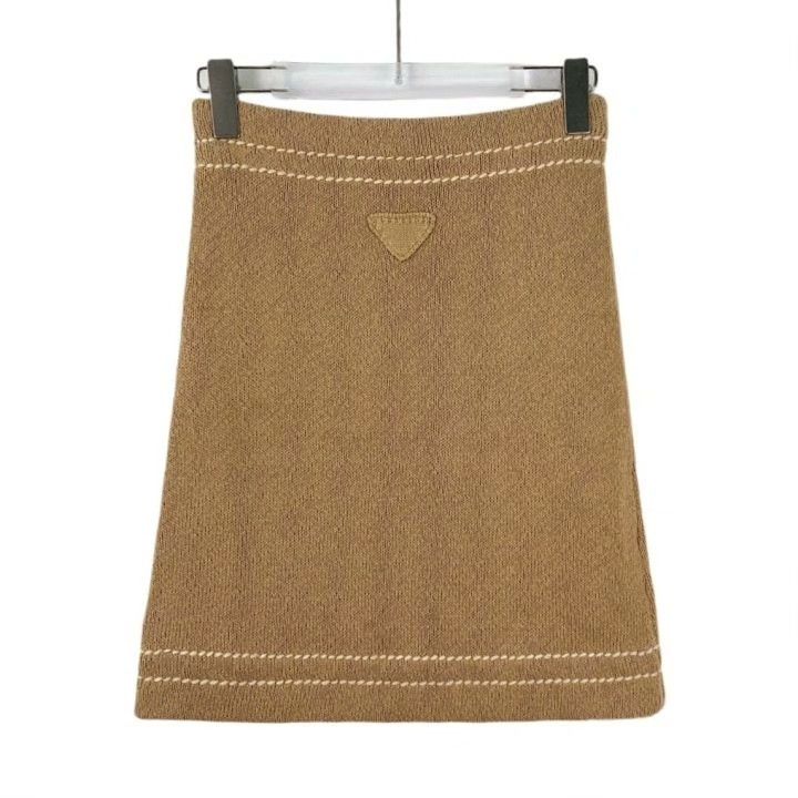 Prada Prada 24 Brown Triangle Logo Cotton Knit Skirt Size 38" / US 16 / IT 52 - 2 Thumbnail