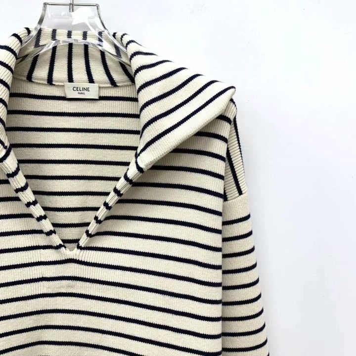 Celine Celine Colorblock Stripe Cotton V-Neck Knit Size S / US 4 / IT 40 - 3 Thumbnail
