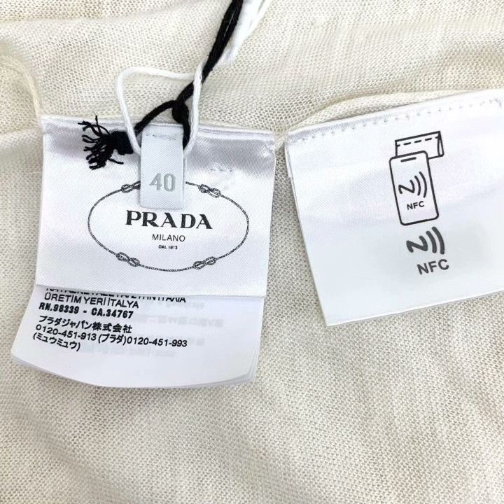 Prada Prada White Logo Crew Neck Knit Short Sleeve Size S / US 4 / IT 40 - 8 Thumbnail