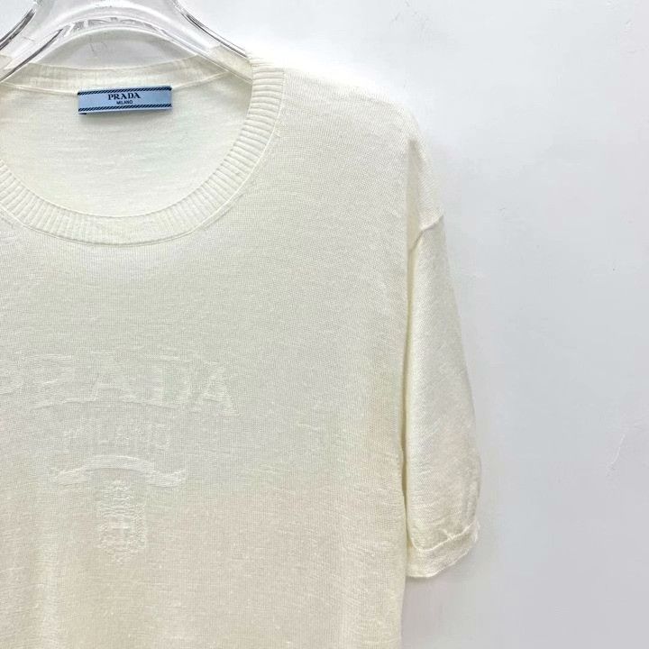 Prada Prada White Logo Crew Neck Knit Short Sleeve Size S / US 4 / IT 40 - 3 Thumbnail