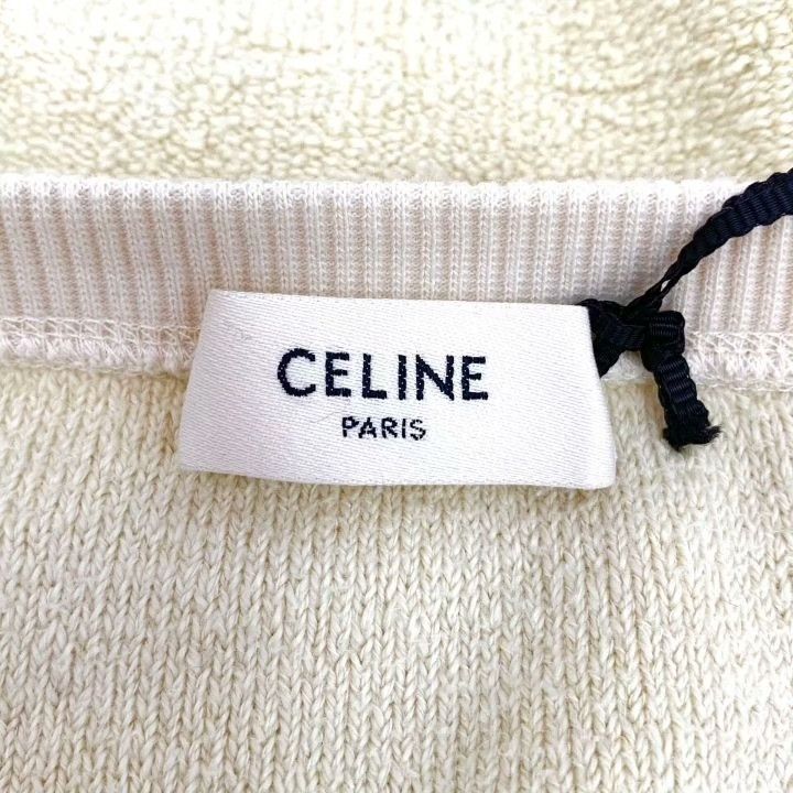 Celine Celine Beige Logo Embroidered Cotton Knit Top Size S / US 4 / IT 40 - 6 Thumbnail