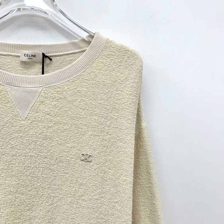 Celine Celine Beige Logo Embroidered Cotton Knit Top Size S / US 4 / IT 40 - 3 Thumbnail