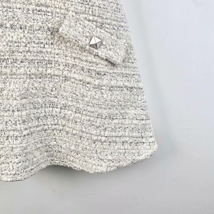 Valentino Valentino White Pocket Rivet Tweed Slip Dress Size S / US 4 / IT 40 - 4 Thumbnail