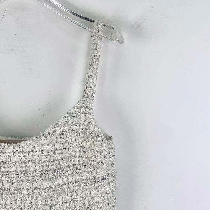 Valentino Valentino White Pocket Rivet Tweed Slip Dress Size S / US 4 / IT 40 - 3 Thumbnail