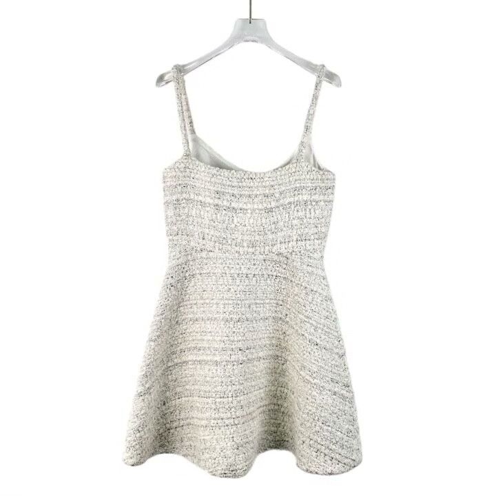 Valentino Valentino White Pocket Rivet Tweed Slip Dress Size S / US 4 / IT 40 - 2 Thumbnail