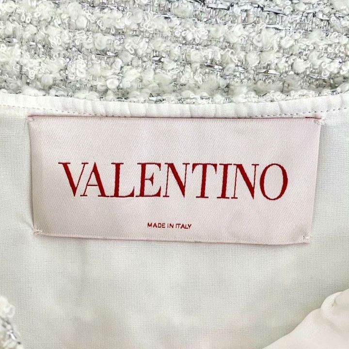Valentino Valentino White Pocket Rivet Tweed Slip Dress Size S / US 4 / IT 40 - 5 Thumbnail