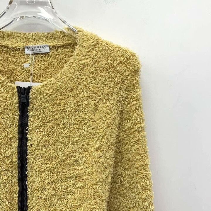 Brunello Cucinelli Brunello Cucinelli Yellow Cotton Tweed Jacket Size XS / US 0-2 / IT 36-38 - 3 Thumbnail