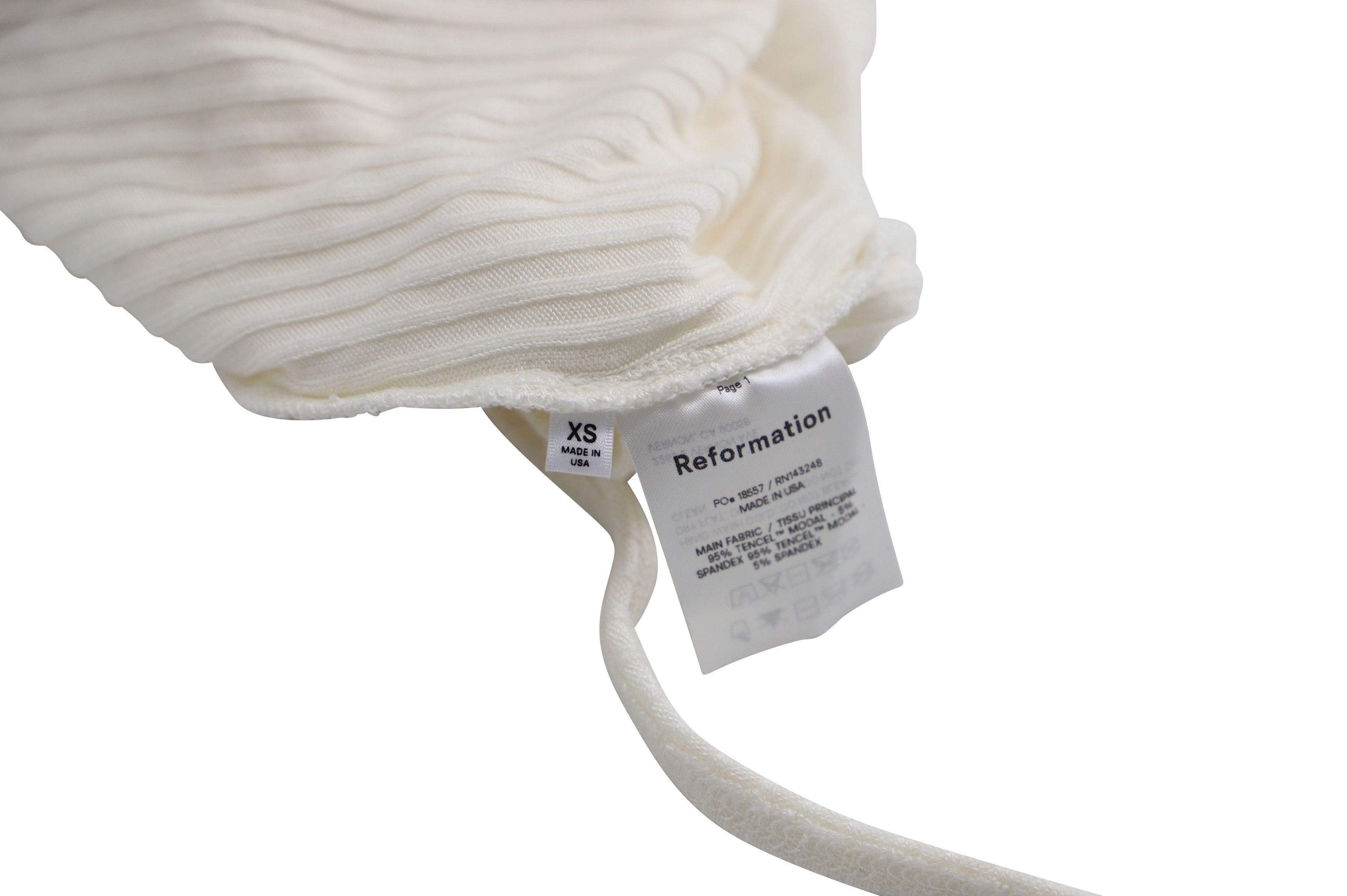 Reformation Reformation Flora Short Sleeve Knit Top in White Tencel Size XS / US 0-2 / IT 36-38 - 4 Thumbnail