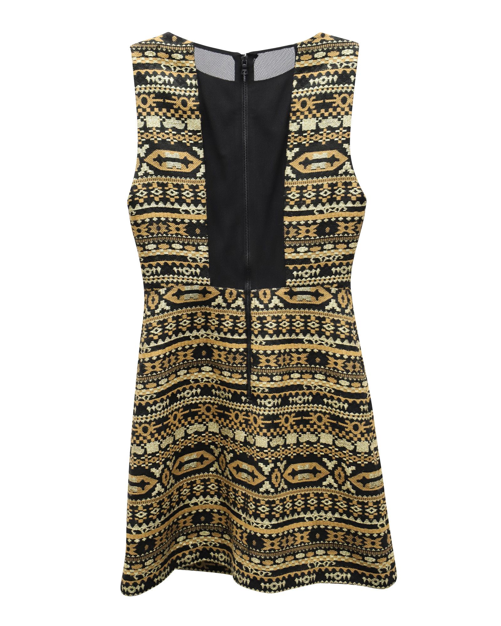 Alice + Olivia Alice + Olivia Tribal Print Strapless Dress in Gold Acrylic Size XS / US 0-2 / IT 36-38 - 2 Thumbnail