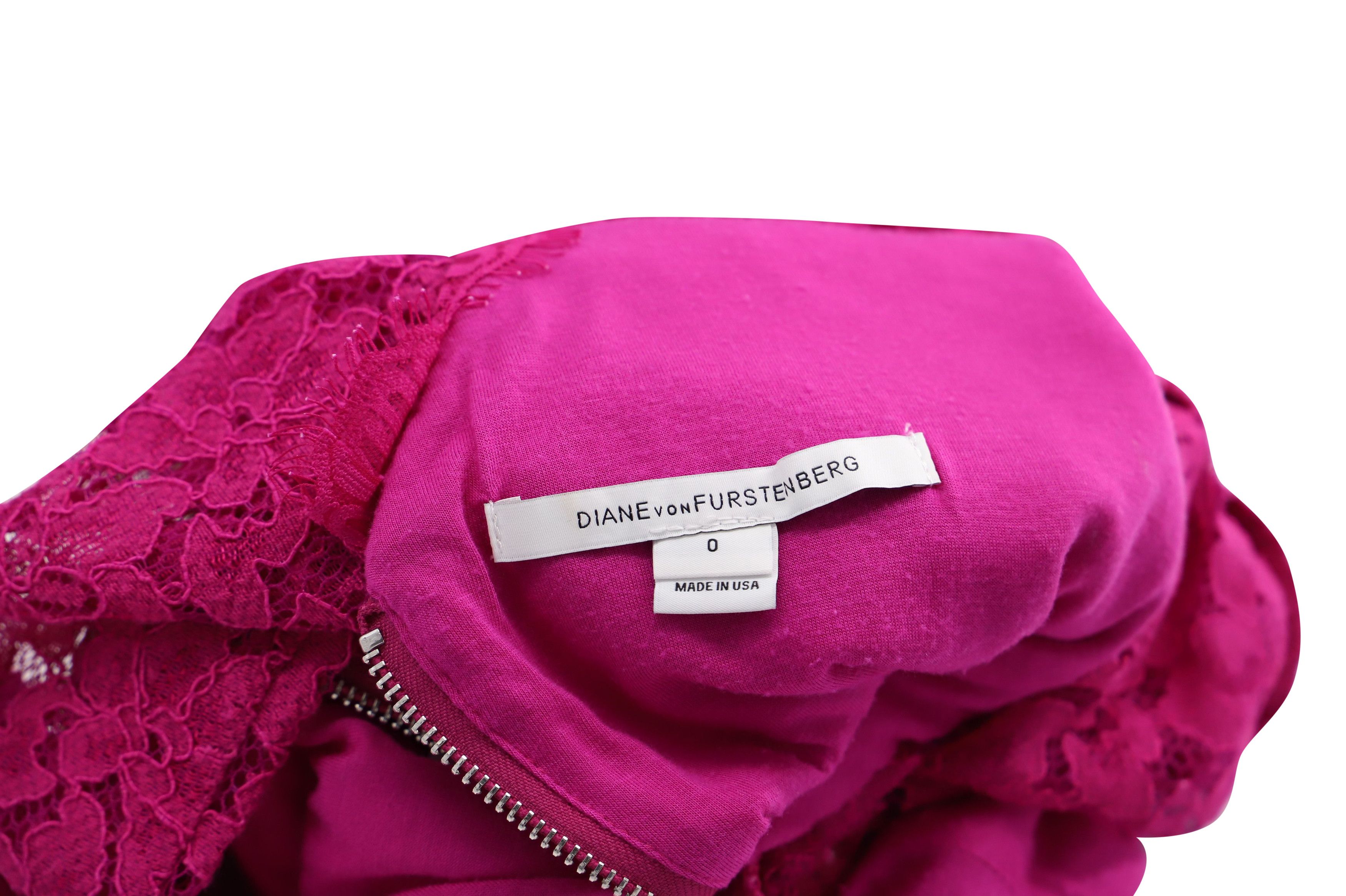 Diane von Furstenberg Diane Von Furstenberg Zarita Lace Sheath Dress in Pink Rayon Size XXS / US 00 / IT 34 - 4 Thumbnail