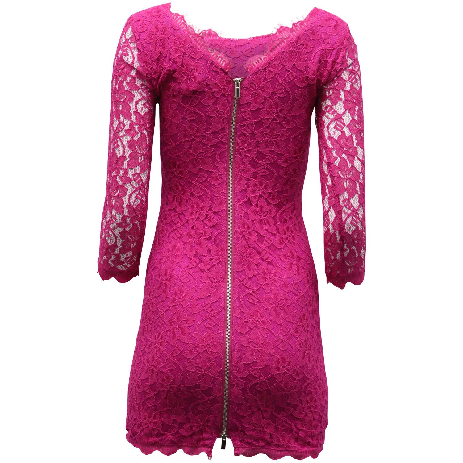 Diane von Furstenberg Diane Von Furstenberg Zarita Lace Sheath Dress in Pink Rayon Size XXS / US 00 / IT 34 - 3 Thumbnail