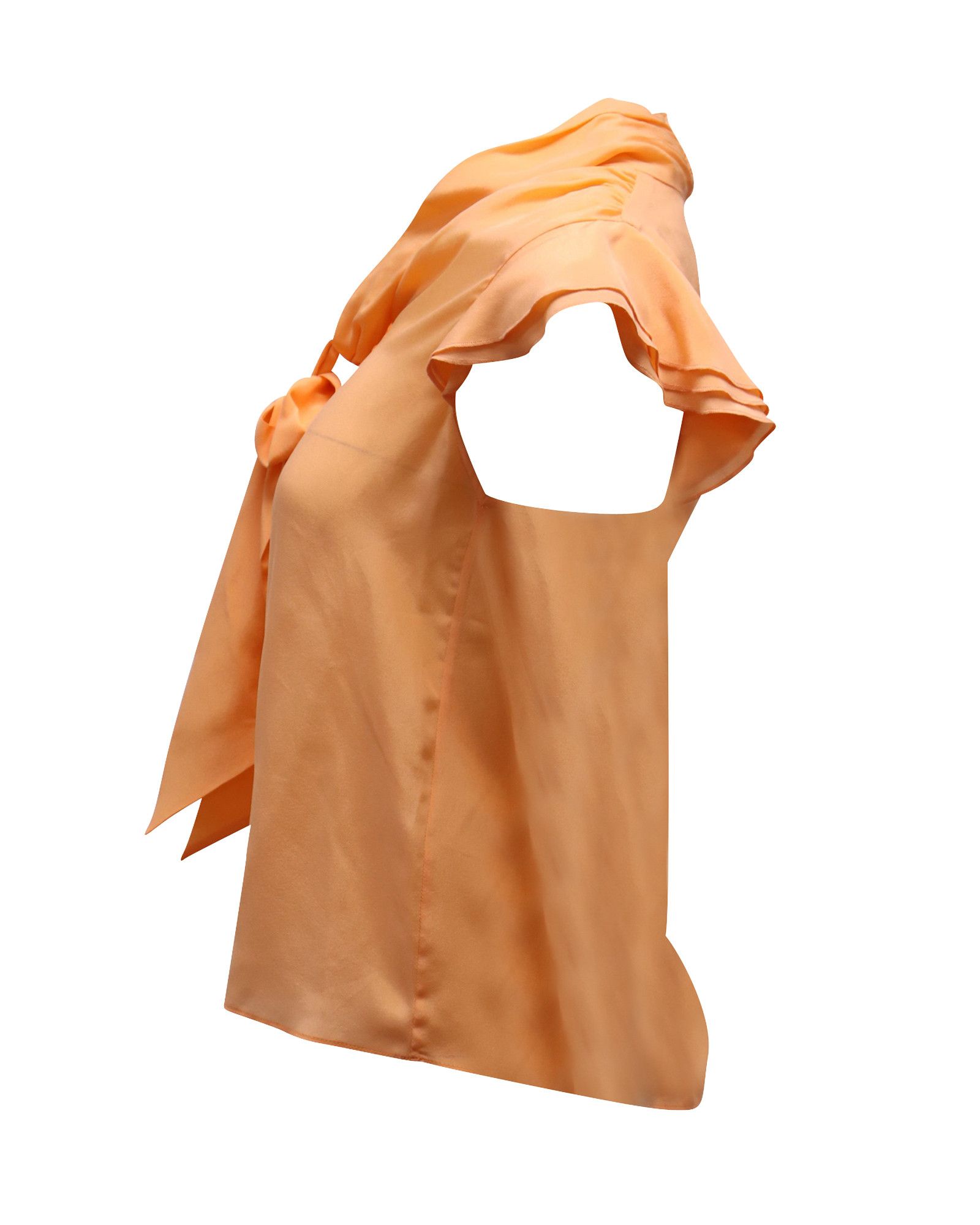 Alice + Olivia Alice & Olivia Jeannie Neck Tie Blouse in Orange Silk Size XS / US 0-2 / IT 36-38 - 2 Thumbnail