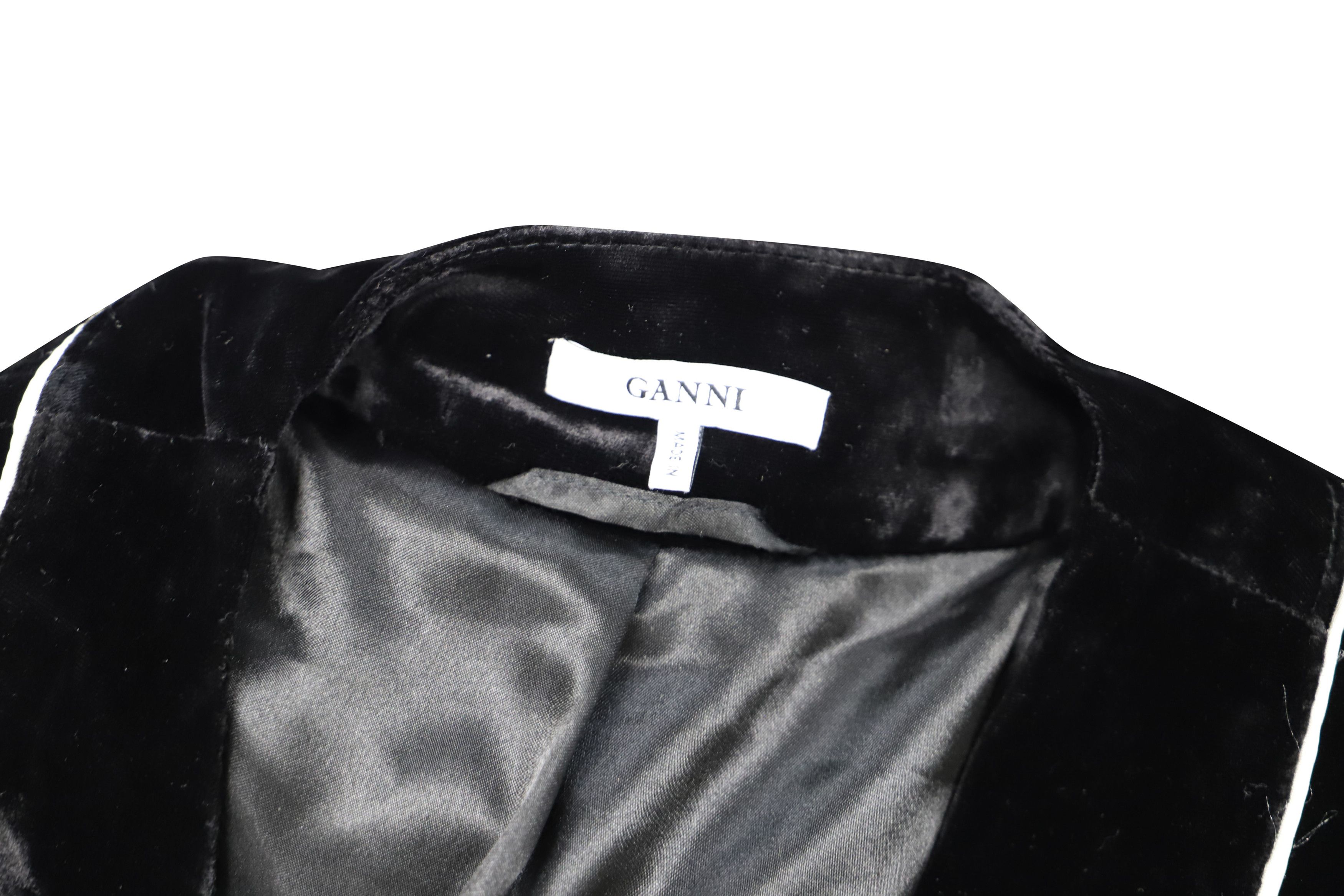 Ganni Ganni Rodier Velvet Jacket in Black Rayon Size S / US 4 / IT 40 - 3 Thumbnail