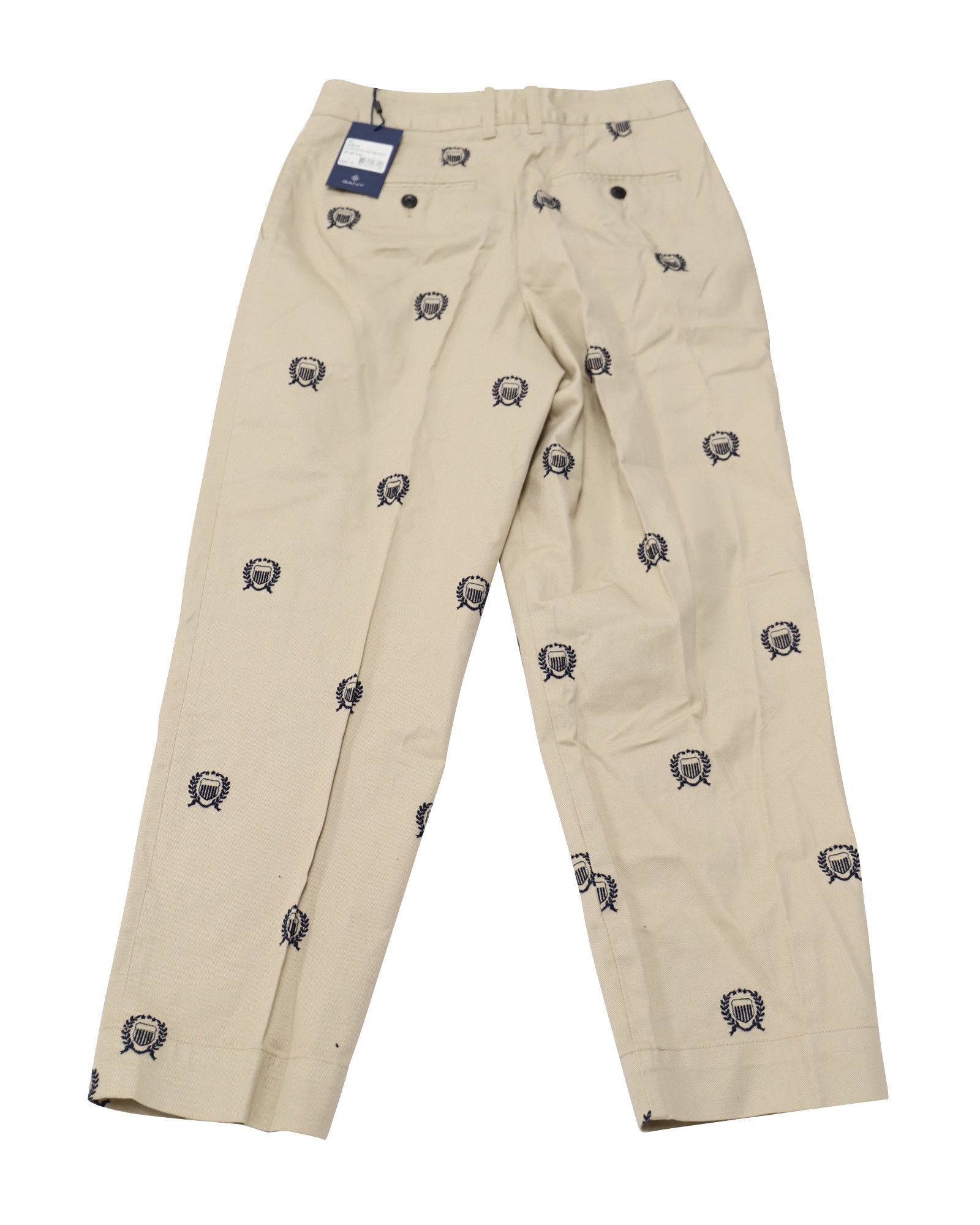 Gant Gant High-Waisted Crest Embroidery Pleated Chinos in Beige P Size 24" / US 00 / IT 34 - 2 Thumbnail
