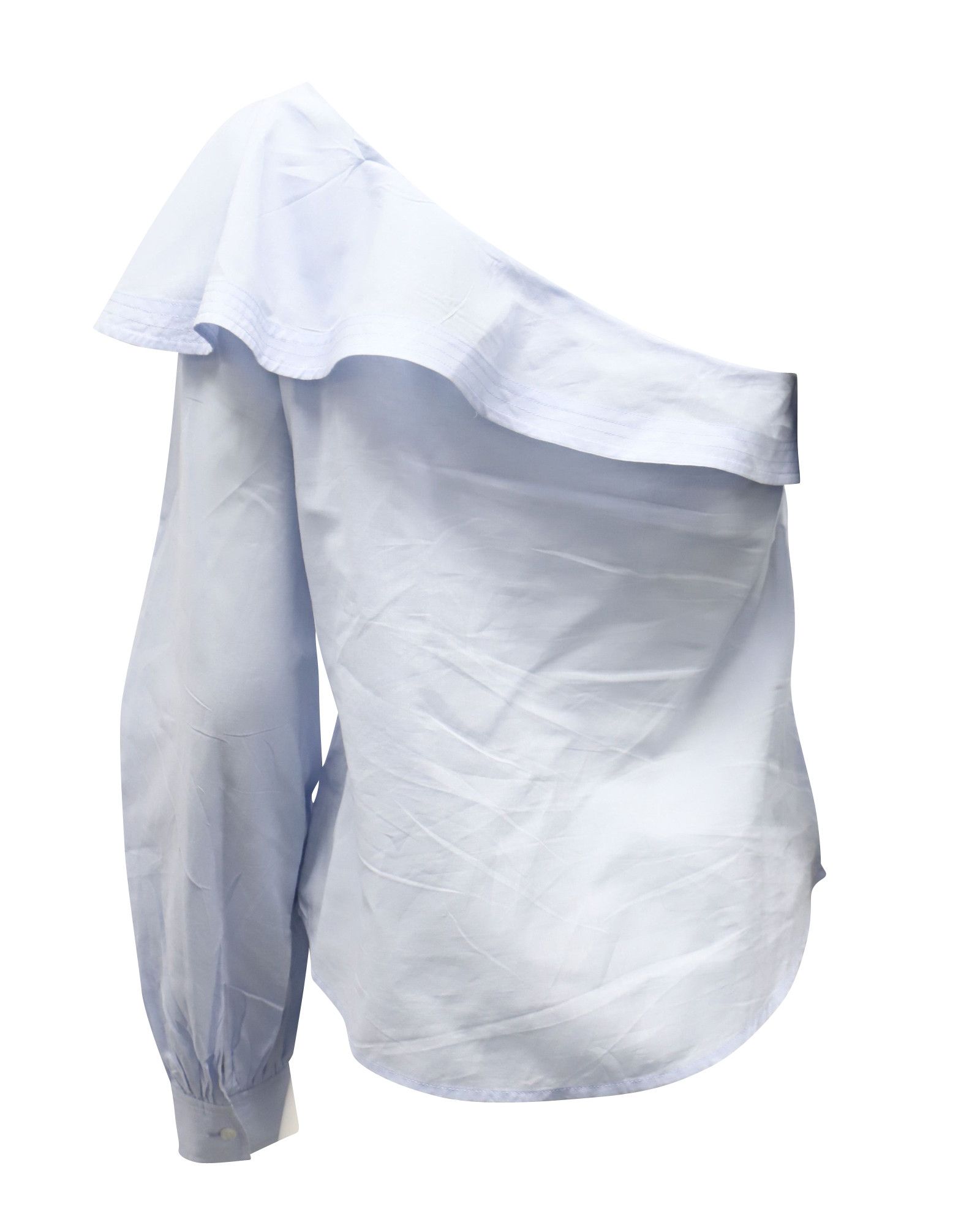 A.L.C. A.L.C. Brielle Ruffled One-shoulder Top in Light Blue Cotton Size S / US 4 / IT 40 - 2 Thumbnail