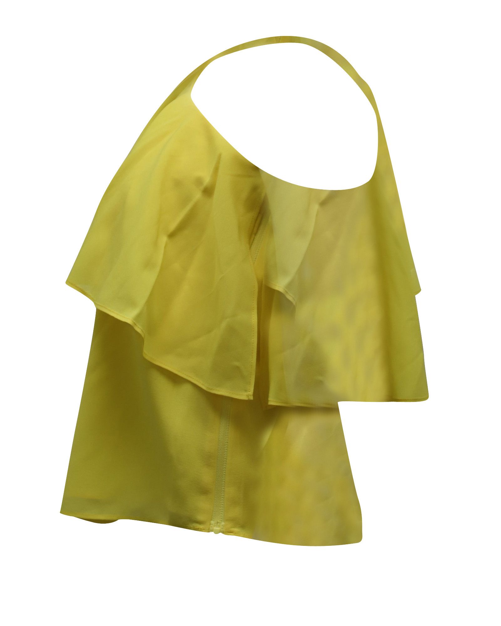 Alice + Olivia Alice + Olivia One Shoulder Ruffled Top in Yellow Silk Size XS / US 0-2 / IT 36-38 - 2 Thumbnail